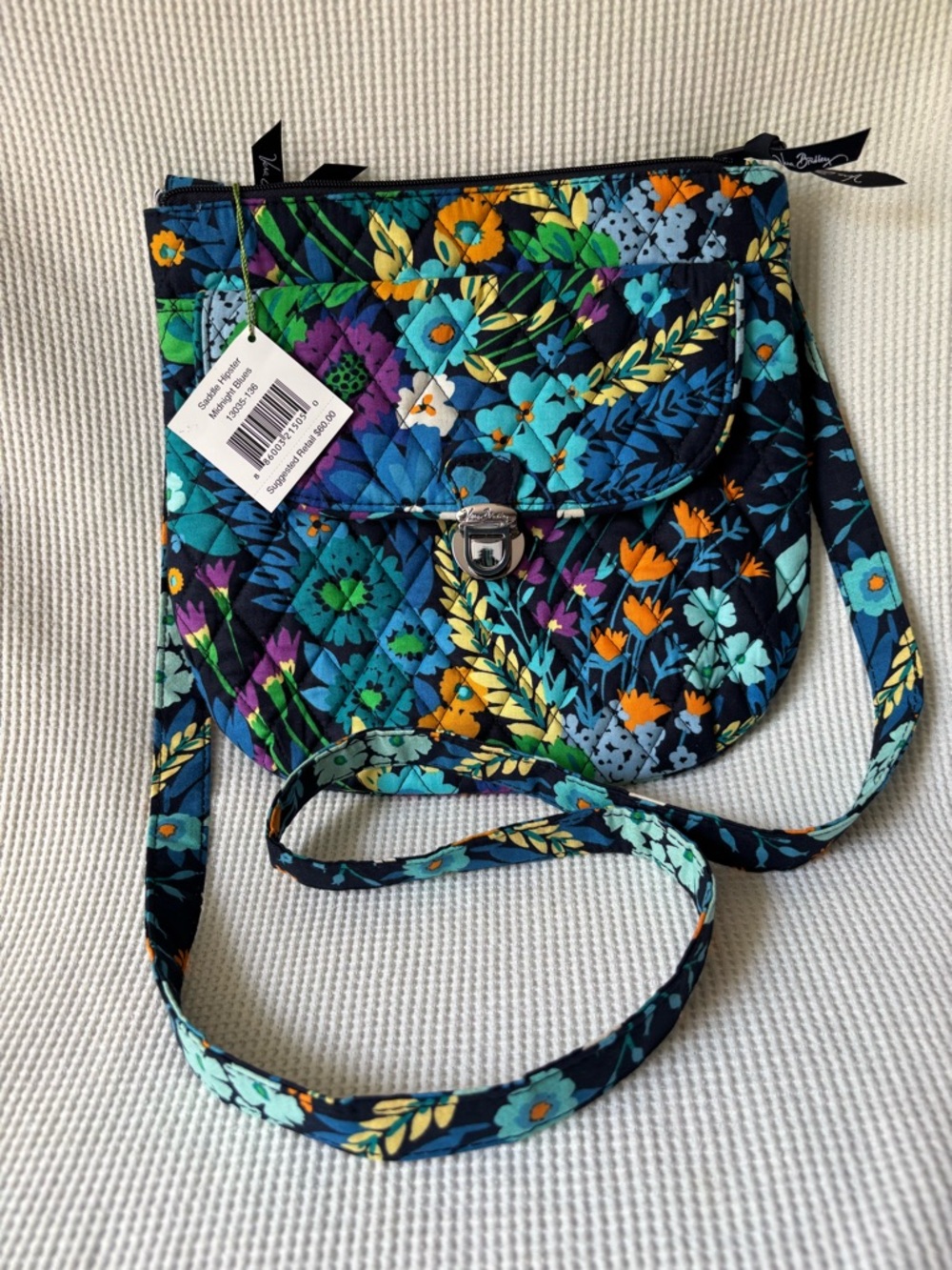 New Vera Bradley purse Midnight Blue Saddle Hipster 10” crossover body HTF